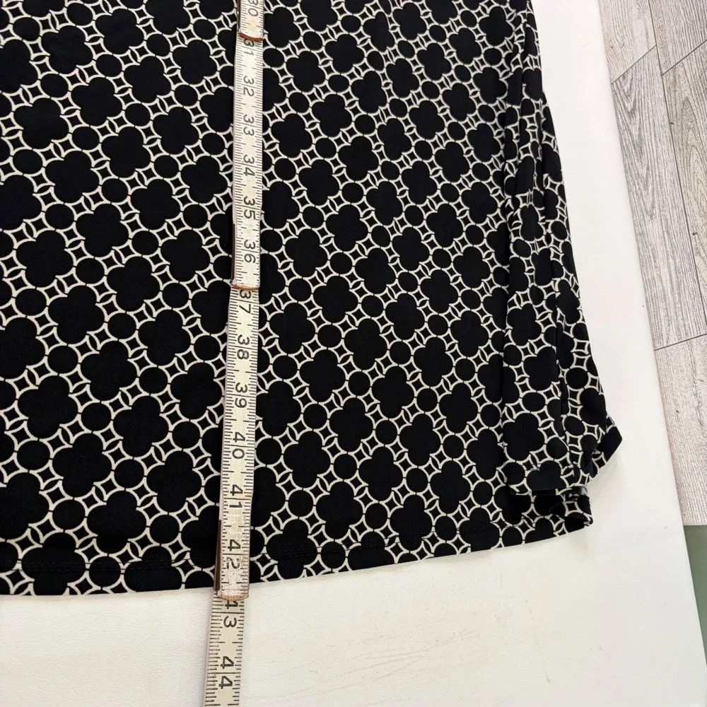 Catherines Dress Womens 3X Black White Geometric Surplice V-Neck A-Line Lined